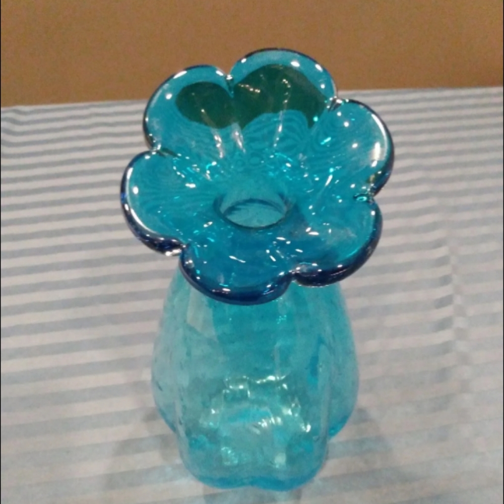 Rare Aqua Blue Glass Flower Vase